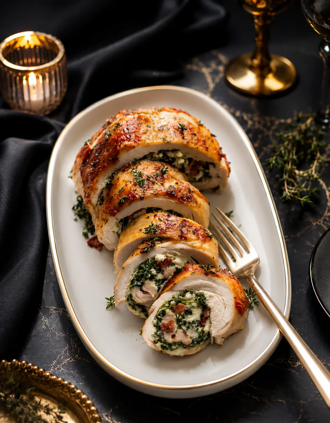 DOSHADO — stuffed chicken roll sliced